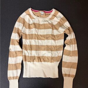 American Eagle Outfitters Tan and Cream Striped Sweater